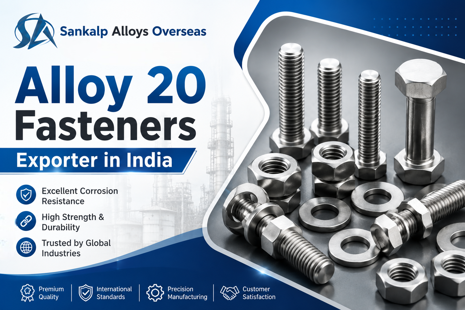 Alloy 20 Fasteners Exporter in India | Sankalp Alloys